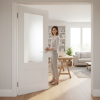 Premium Glazed White Primed Interior Door - Heavy Duty Solid Core, Custom Sizes Available, Timeless Elegance