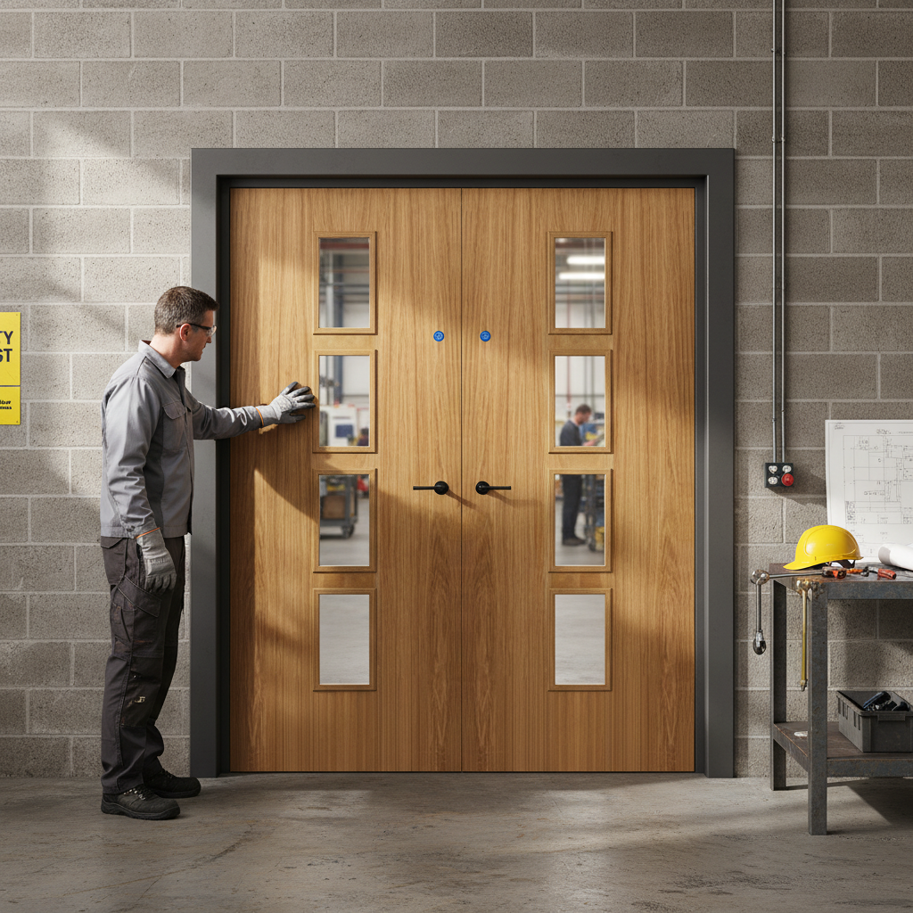 Premium Custom Made Clear Glazed Oak FD30 Fire Door Pair - Bespoke Internal Design with Versatile Sizing Options