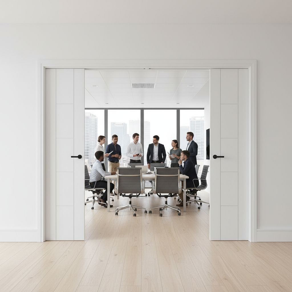 Premium White Primed Bifold Door with Solid Engineered Construction and Ladder Style Effect for Limited Spaces