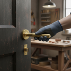 Premium Knurled Round Rose Lever Door Handle Set with Satin Brass Finish for Elegant Interiors