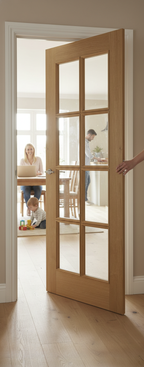 Premium 8 Light Clear Glazed Oak Internal Door with Engineered Construction and Solid Core Design