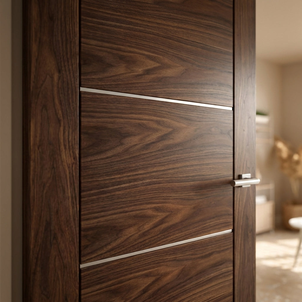 Internal Walnut Door Made-to-Measure Fully Finished 5 Panel Venice - detail view
