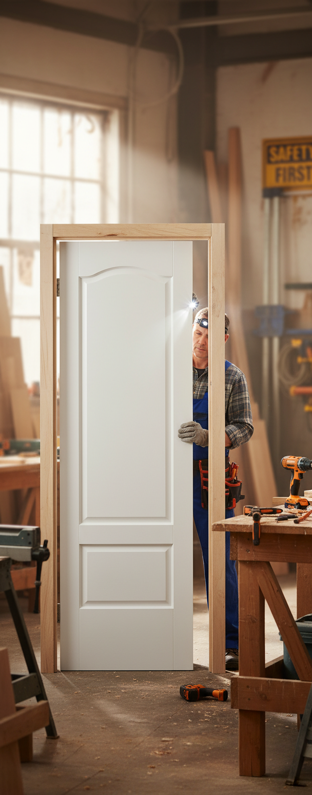 Premium Solid White Internal Door with Engineered Core, Curved Raised Panels and Trimmable Edges - Ideal for Traditional Homes