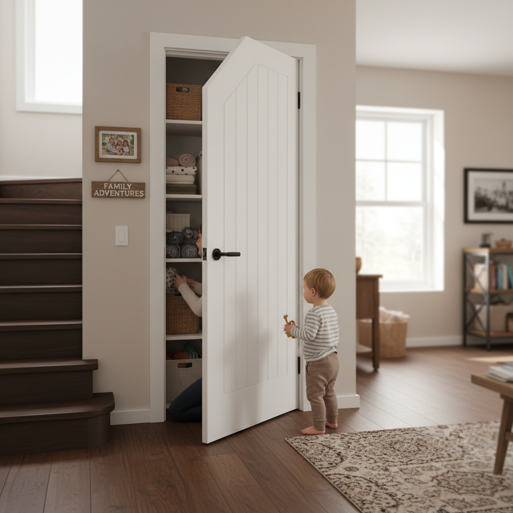 Internal Primed Cottage Angled Under-Stair Made-to-Measure Cupboard FD30 Fire Door for Safety and Style - Image 2