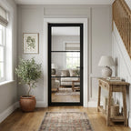 Black Internal Door with Primed Finish and Clear Toughened Glass
