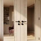 Ivory Internal Double Door with Clear Glass, Fully Finished, Laminate - detail view