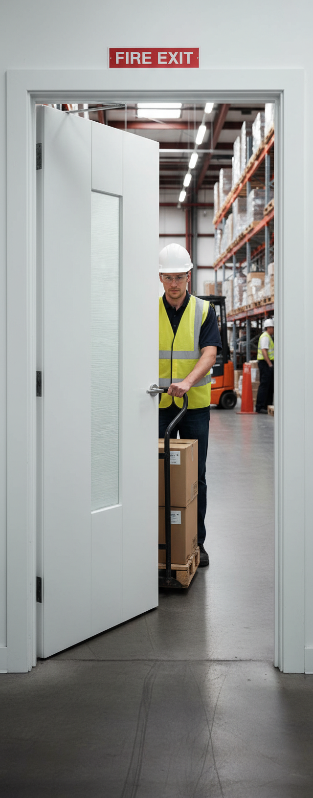 Premium Internal Fire Door with Textured Ripple Effect and High Quality White Primer Finish