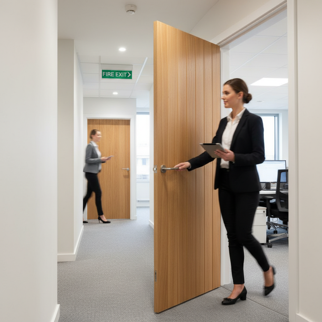 Premium Cottage Style Internal Fire Door with Full Length Grooves - Solid Core Construction and A-Grade Oak Veneer