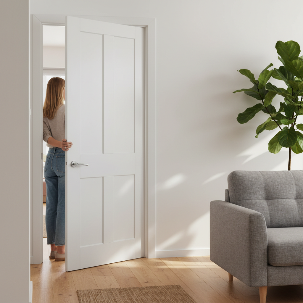 Premium Shaker Style 4 Panel White Internal Door with Solid Core and Fire Door Options