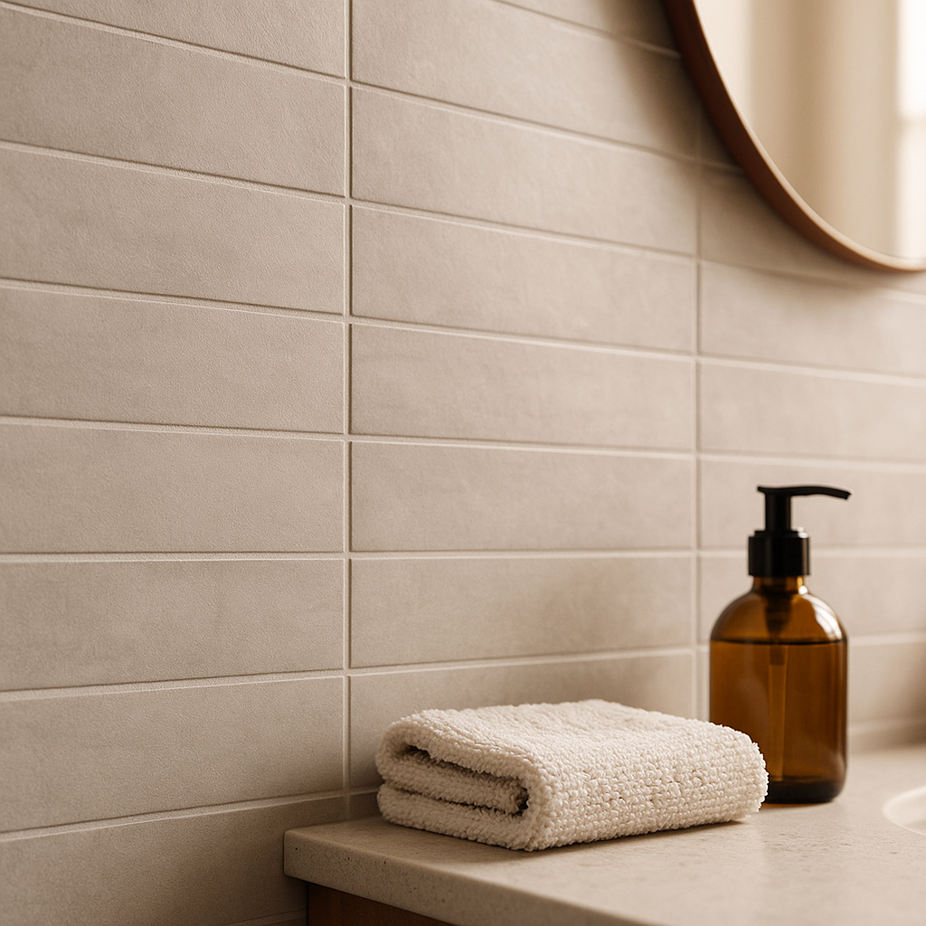 Porcelain Wall & Floor Tile in Mist Stone Matt Finish - detail view