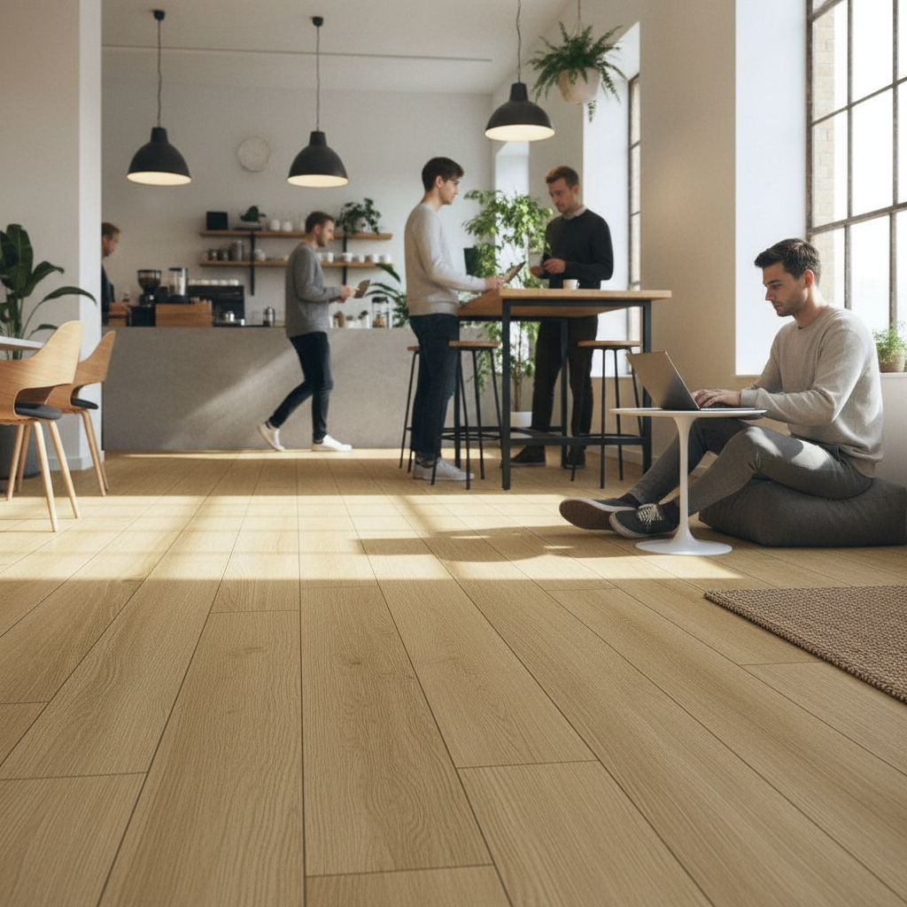 Premium 5mm Embossed UV Coated Rigid Core Vinyl Flooring with Oak Effect for High Traffic Areas