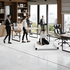 High Gloss Laminate Flooring - White Marble Effect, 8mm Thickness, Water-Resistant with Beveled Edges for Stylish...