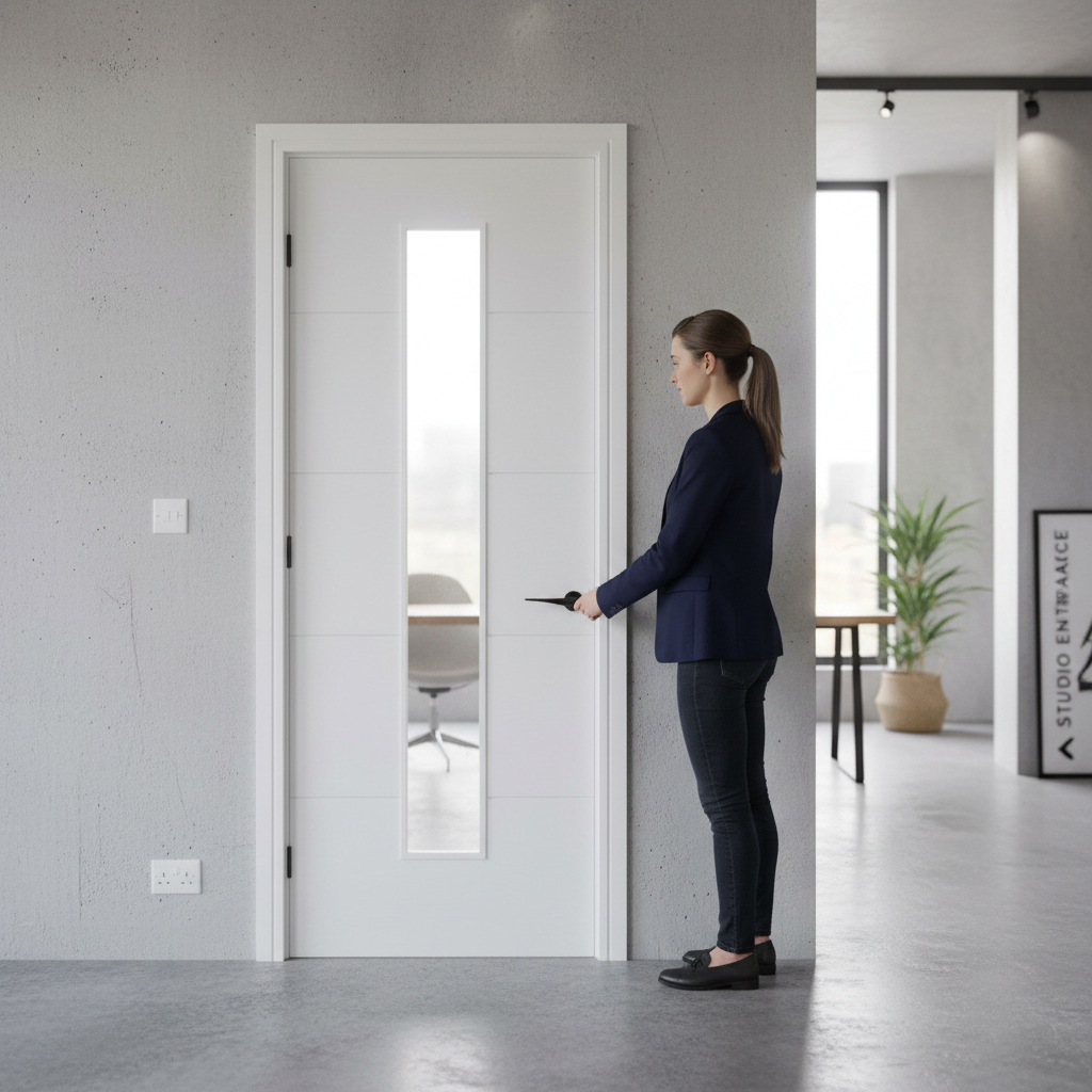 Premium Clear Glazed Panel Door with Toughened Safety Glass, Deep V-Groove Design, and Unfinished Ready to Paint Options