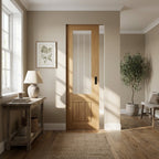 Oak Internal Pocket Door Set Unfinished 1 Light Obscure Lined Glass 100mm