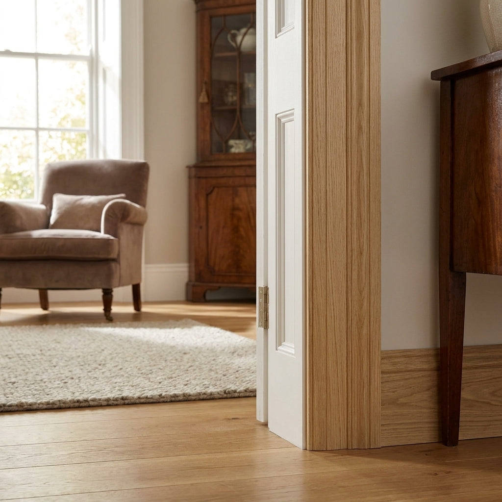 Torus Profile Light Oak Skirting Board - 2.4m Length, Durable Laminate Finish - detail view