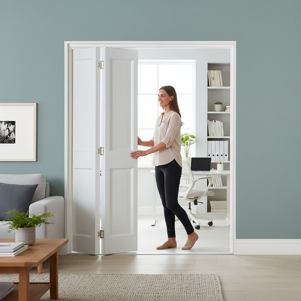 Premium Fully Finished 3 Leaf White Victorian Bi-Folding Set for Room Separation with Elegant Slim Line Design