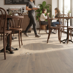 Premium 10mm Handscraped Moisture Resistant Laminate Flooring in Ethereal Oak Finish for Durable Home and Business Use