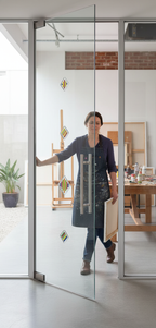 Premium Oblique Satin Glass Door - Frameless Design with Brackets and Easy-Clean Finish, Custom Sizes Up to 1026mm x 2040mm