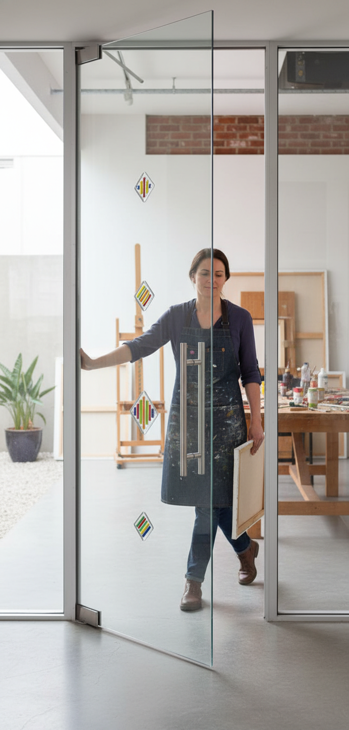 Premium Oblique Satin Glass Door - Frameless Design with Brackets and Easy-Clean Finish, Custom Sizes Up to 1026mm x 2040mm