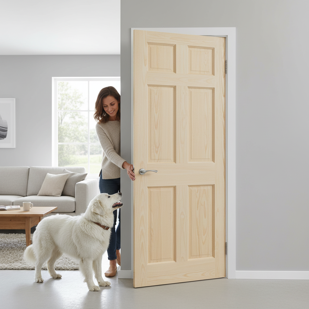 Premium Clear Pine Unfinished 6 Panel Interior Door for Custom Style and Elegance - Image 2