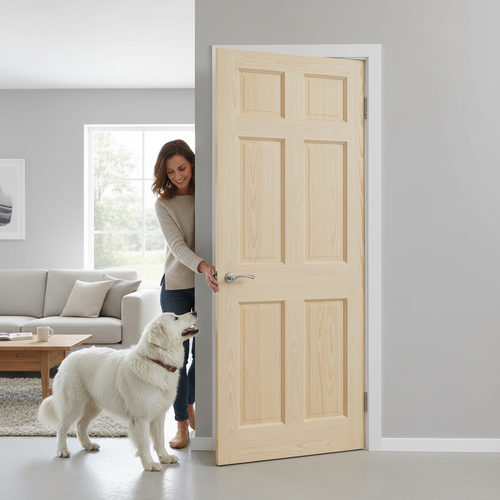 Premium Clear Pine Unfinished 6 Panel Interior Door for Custom Style and Elegance - Image 2