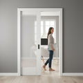 Premium White Primed Internal Pocket Door Set with Obscure Glass Panel for Modern Interiors