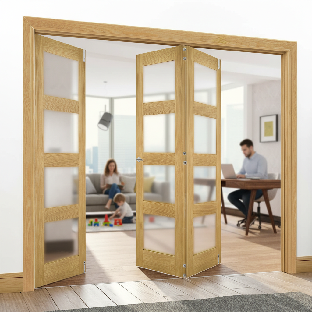 Premium Obscure Glazed Room Divider with Top Hung System - Versatile Bi-Folding Doors for Flexible Space Management