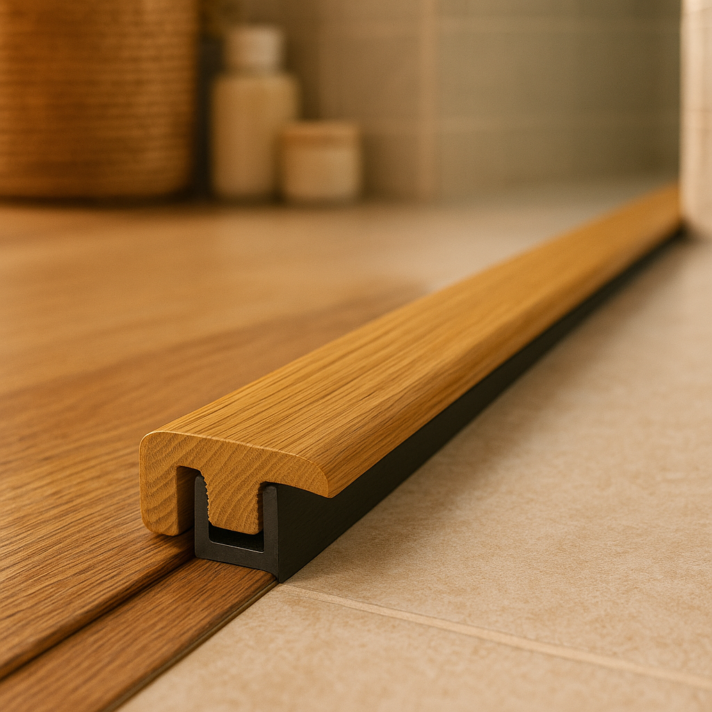 End Profile Door Bar in Golden Oak Finish, 990mm Length - detail view