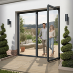 Matt Grey Aluminium External French Patio Door with Clear Tempered Double Safety Glass for Enhanced Security and Natural...