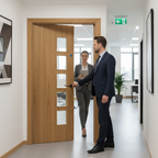 Premium Custom Made Internal Oak Fully Finished Clear Glazed FD30 Fire Door with Bespoke Options