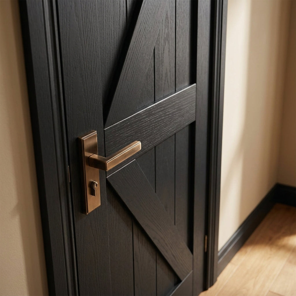 Black Internal Made-to-Measure Fully Finished Oak Barn Door - detail view