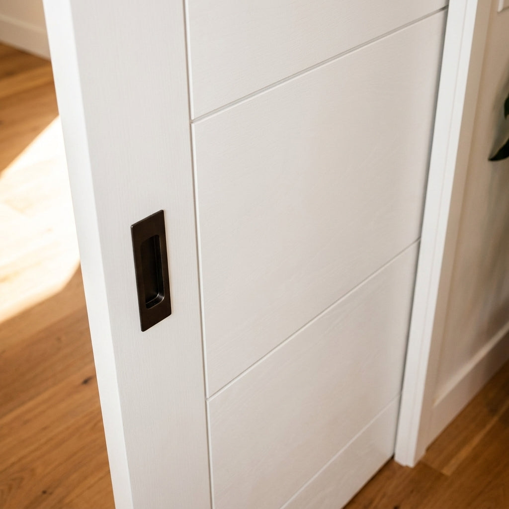 Internal White Pocket Door Set, 100mm Ladder Framed, Primed Finish - detail view