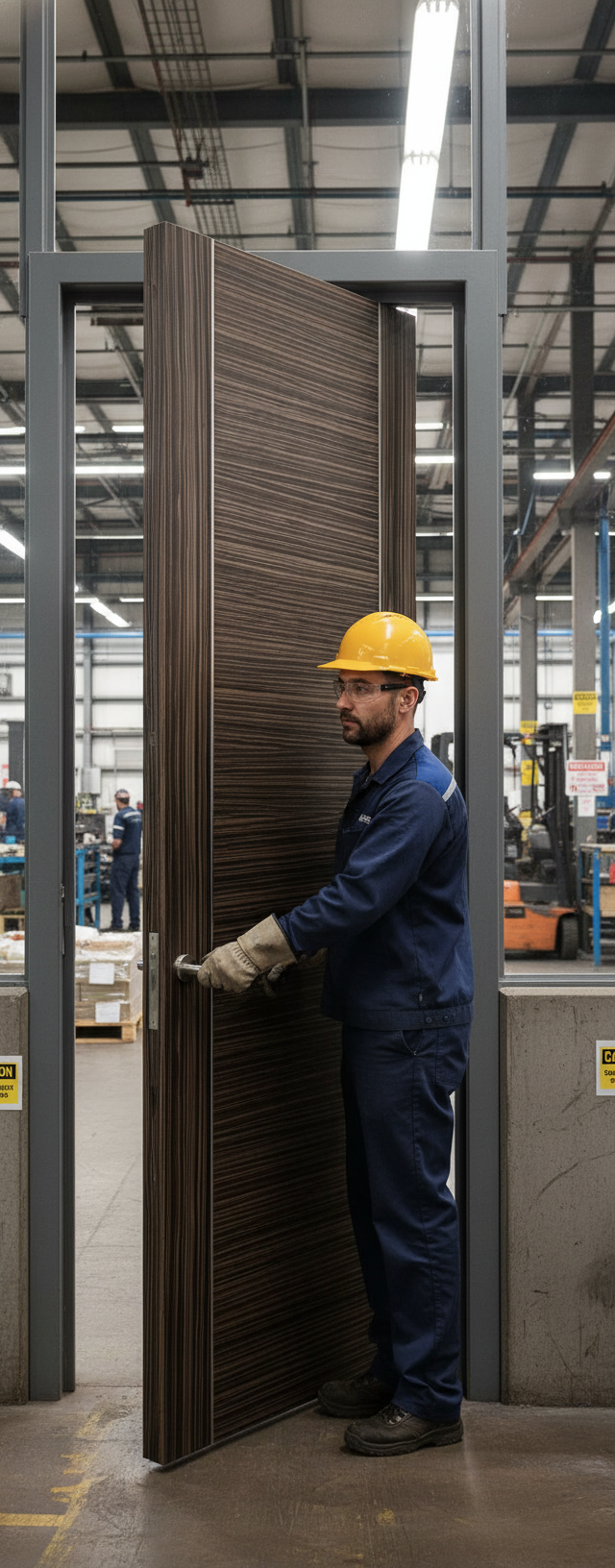 Premium Modern Fire Door with Aluminium Strips for Stylish Home Design - High-Quality Professional Grade for Industrial and Commercial Applications