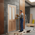 Premium Unfinished Hardwood External Door with 4 Panels and 2 Light Obscure Glass for Custom Finishing