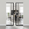 Premium Clear Glazed Double Flush Pocket Door Set - Space-Saving Design with No Bottom Track and 15-Year Guarantee