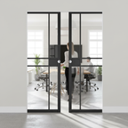 Premium Clear Glazed Double Flush Pocket Door Set - Space-Saving Design with No Bottom Track and 15-Year Guarantee