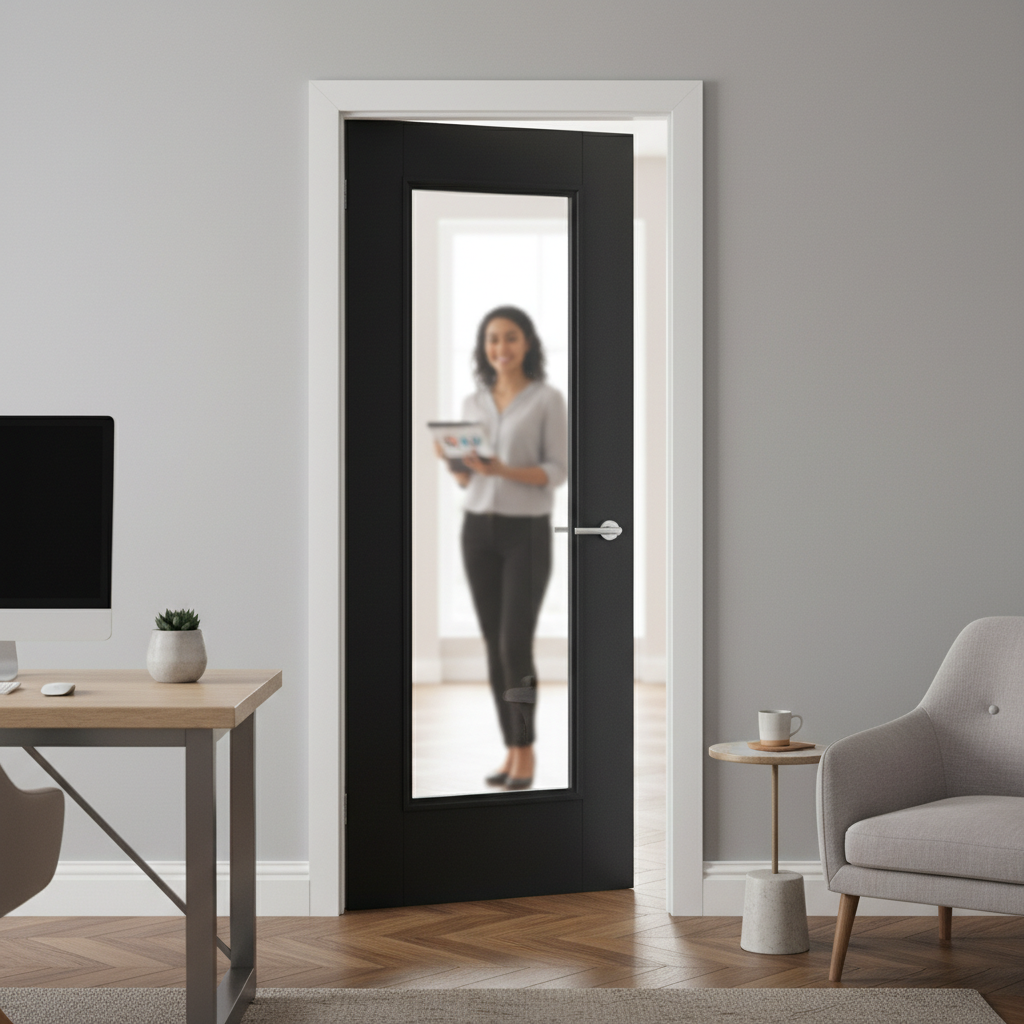 Premium Internal Clear Glazed Door with Elegant Panel Design and Fire Safety Certification