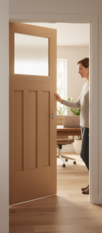 Premium 30's Style Door with American White Oak Veneer, Unglazed Panels, and Engineered Construction for Enhanced Durability