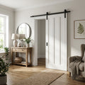 White Primed Internal Sliding Door with Solid Core and Black Top Mount