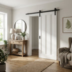 White Primed Internal Sliding Door with Solid Core and Black Top Mount
