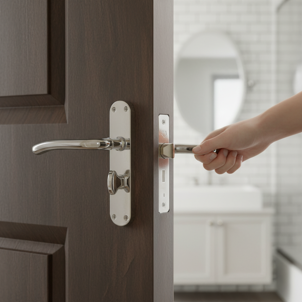 Polished Chrome Bathroom Handle Set with Modern Design for Internal Use - High-Quality Professional Grade for Industrial...