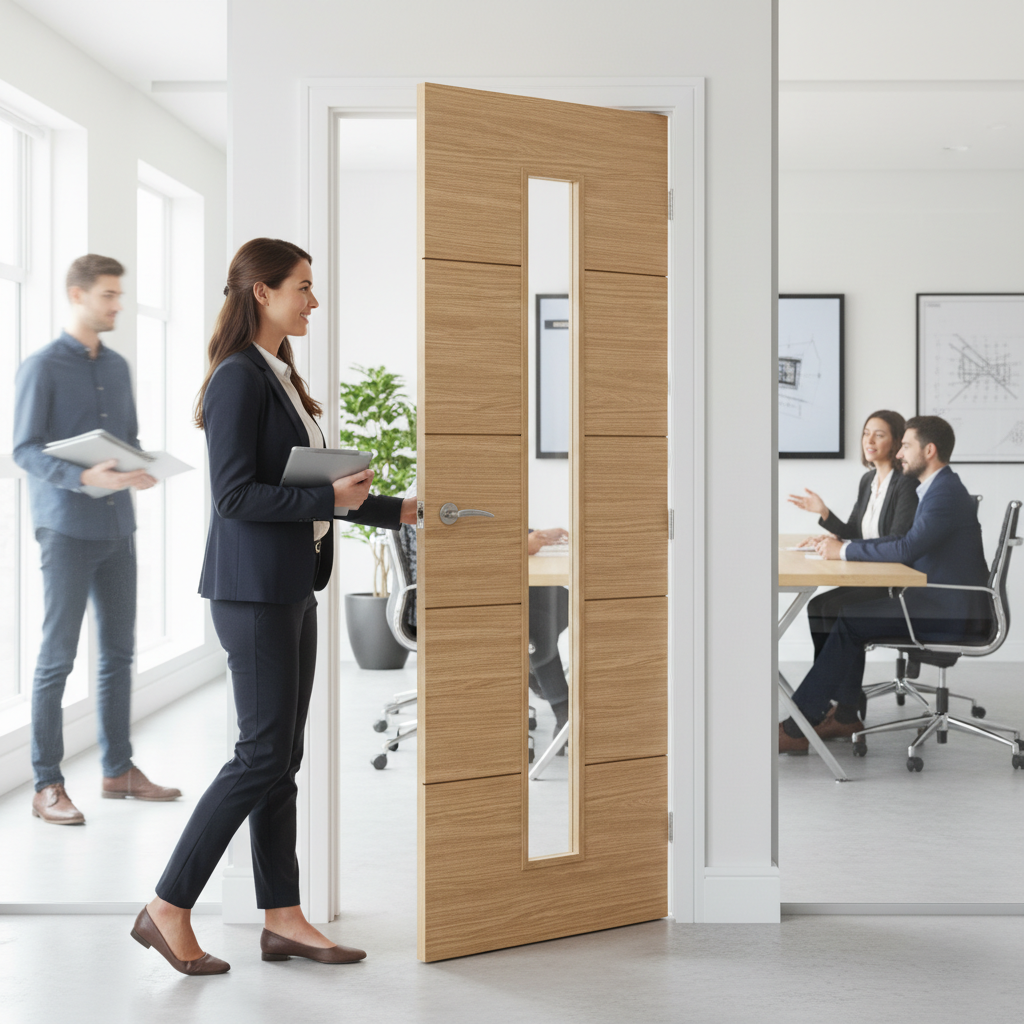 Premium Glazed Internal Door with Walnut Inlay and Engineered Construction for Enhanced Stability and Design