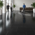 Premium Rigid Core Vinyl Flooring - Black Gloss Marble Finish with Stone Embossed Texture and Durable UV Coating