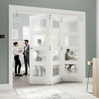 Premium White Obscure Glazed Room Divider with Top Hung Mechanism for Seamless Space Transition