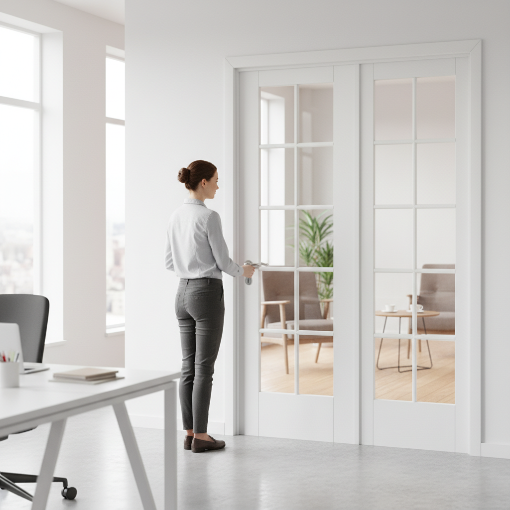 Premium Clear Glazed Room Divider with Single Door and Side Panel - Customizable Size Options