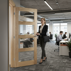 Premium Internal Fire Door with Clear Toughened Glass - Crown Cut American White Oak, FSC Certified, Contemporary Design