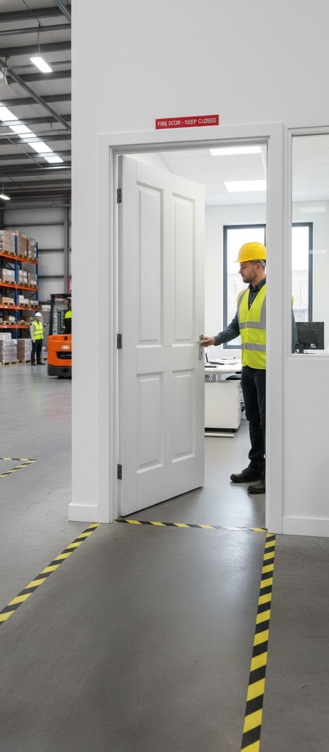 Premium Solid White Internal Door with Four Raised Panels and Fire Rating - High-Quality Professional Grade for Industrial and Commercial Applications