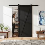 Premium Internal Primed 1 Panel Brace Sliding Barn Door - Stylish Black Finish for Modern Interiors - Image 2