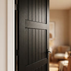 Internal Black Bi-Fold Door, Fully Finished, 3 Panel Design, Softwood Core - detail view