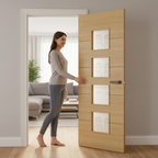 Premium Glazed Internal Door with Five Horizontal Panels and Clear Toughened Glass